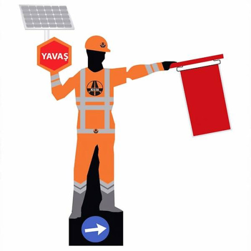 Flag Waving Robot Highways Warning Robot