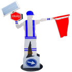 Flag Waving Robot Worker Stimulating Robot