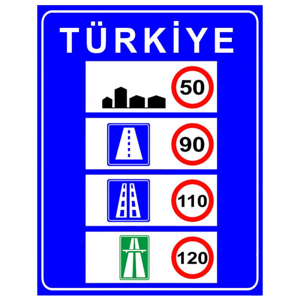 Turkey Speed ​​Limits Sign Traffic Information Sign B-8c