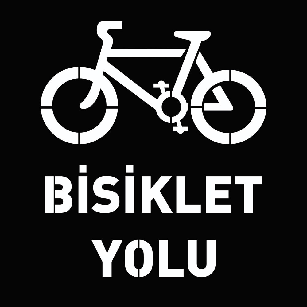 Bisiklet Yolu Şablonu Otopark Boya Şablonu Bisiklet Yolu Sembolü Üretimi 50x50 cm / 100x100 cm