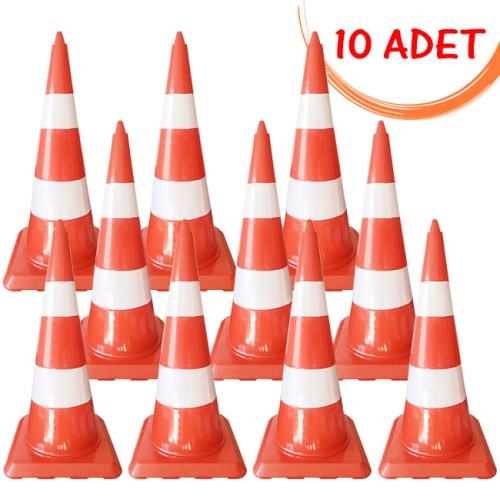 Traffic Road Pontoon Plastic Flexible Cone 75 cm (10 Pieces)