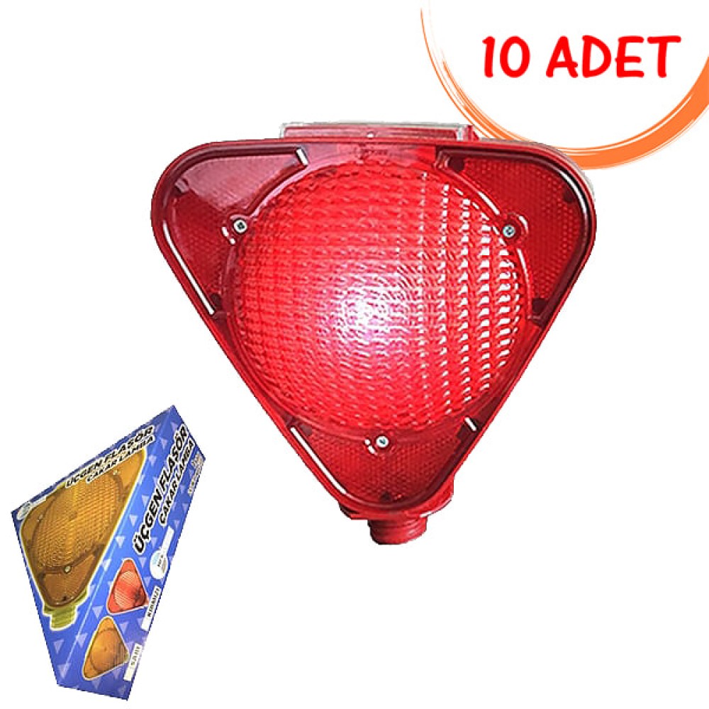 Solar Triangle Flasher with Solar Led (Red) 10 PCS