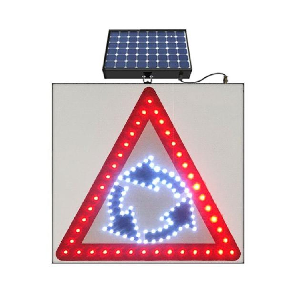 Solar Powered Led Roundabout Island Warning Traffic Sign