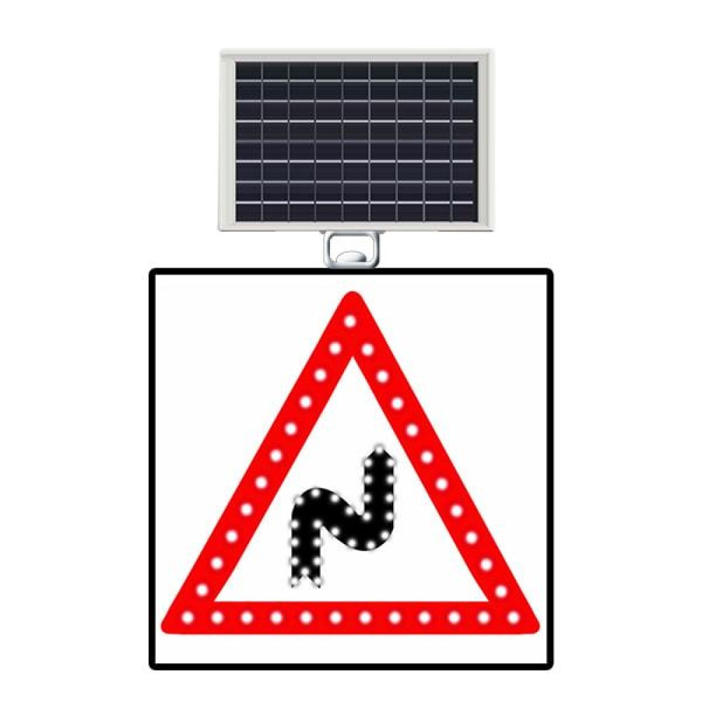 Solar Energy Led Dangerous Continuous Bends To The Right Traffic Sign T-2a