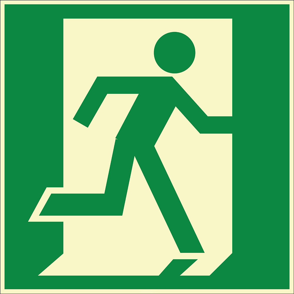 Phosphorescent Emergency Exit Right Running Sign Sign Sign Sticker EF1969