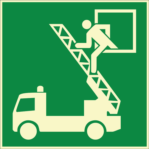 Phosphorescent Fire Engine Ladder Emergency Exit Window Sign Board Sign Sticker EF1986