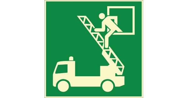 Emergency Exit Window Sign Board For Phosphorescent Fire Engine Ladder