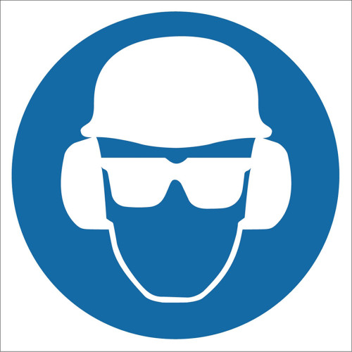 Hard Hat Glasses Headset Sign Board Sign Sticker EF1728