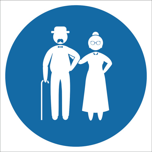 Elderly Couple Sign Sign Sign Sticker EF1794