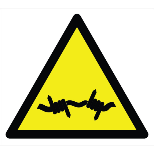 Caution Barbed Wire Hazard Sign Signage Label