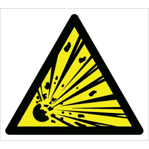 Caution Explosive Bullet Sign Label