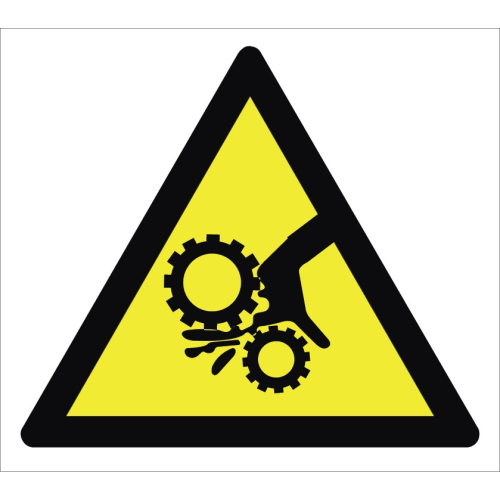 Risk of being caught in Rotating Gears Sign Board Label