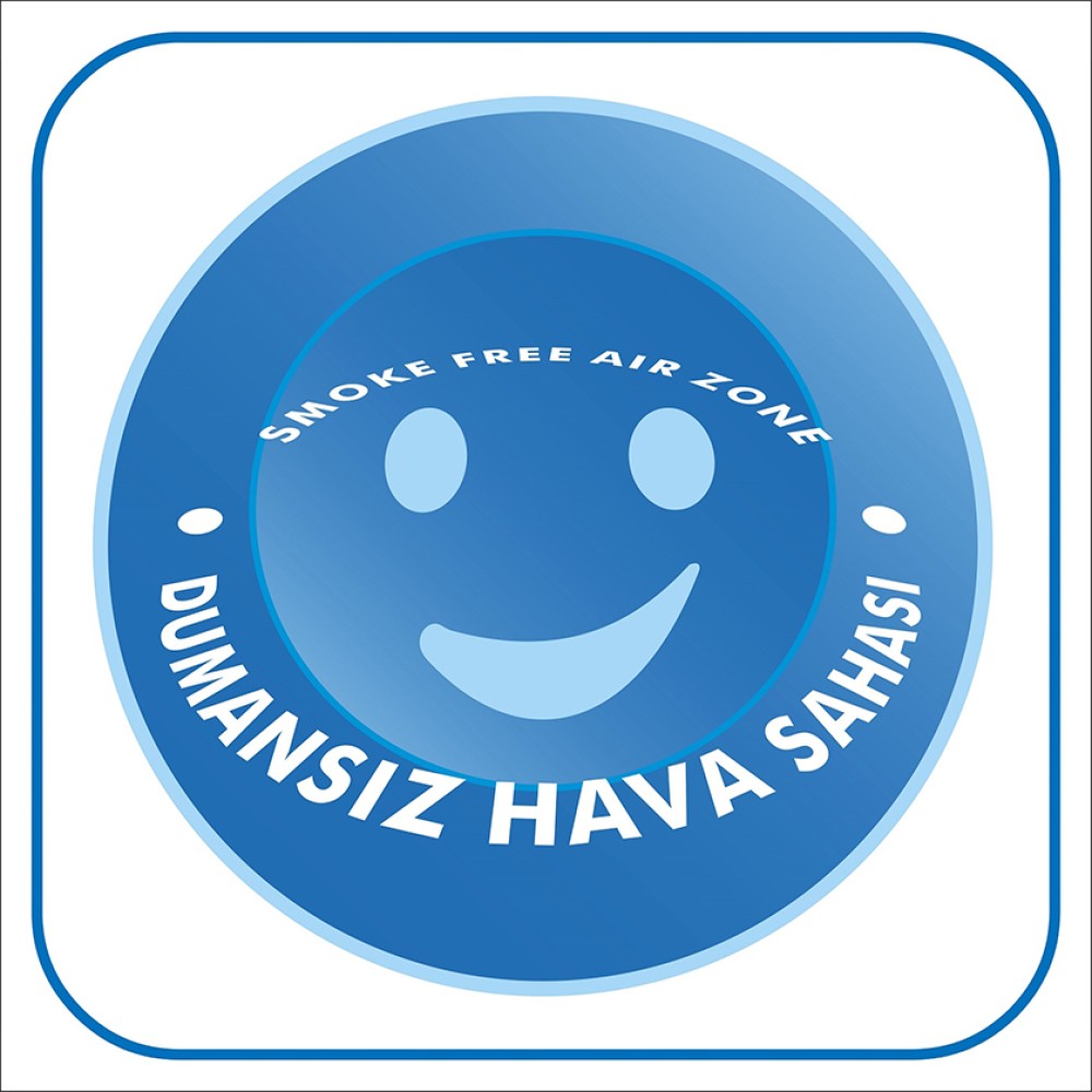 Smoke Free Airspace English Turkish Signage Plate Label