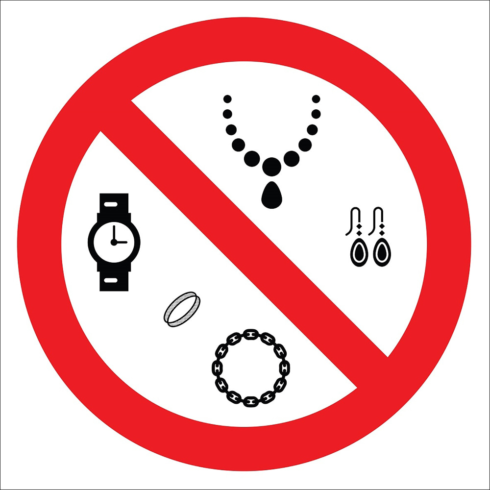 Earrings Necklace Watch Rings and Bracelets It Is Forbidden To Wear Signage Signage Label EF2754