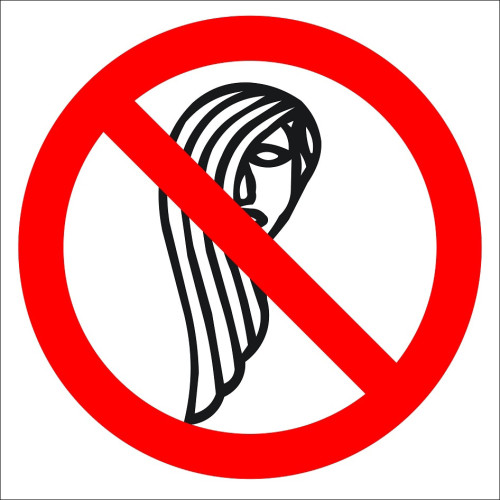 Hair It Is Forbidden to Work Without Tying Light Hair Sign Board Sign Sticker EF2832