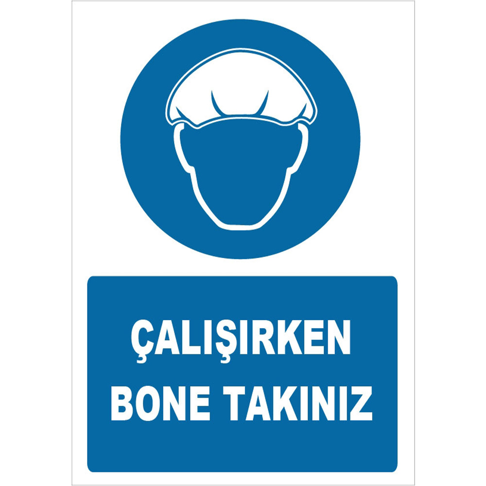 Çalışırken Bone Takınız İşareti Levhası Tabelası Etiketi ZY1509