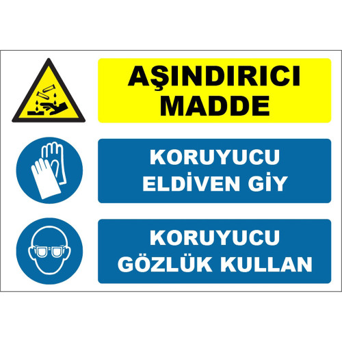 Corrosive Substance Wear Protective Gloves Wear Protective Glasses Sign Board Sign Label ZY1921