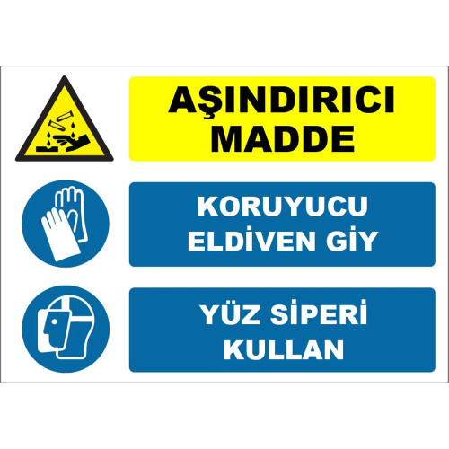 Abrasive Substance Wear Protective Gloves Use Face Shield Sign Board Sign Label ZY1922