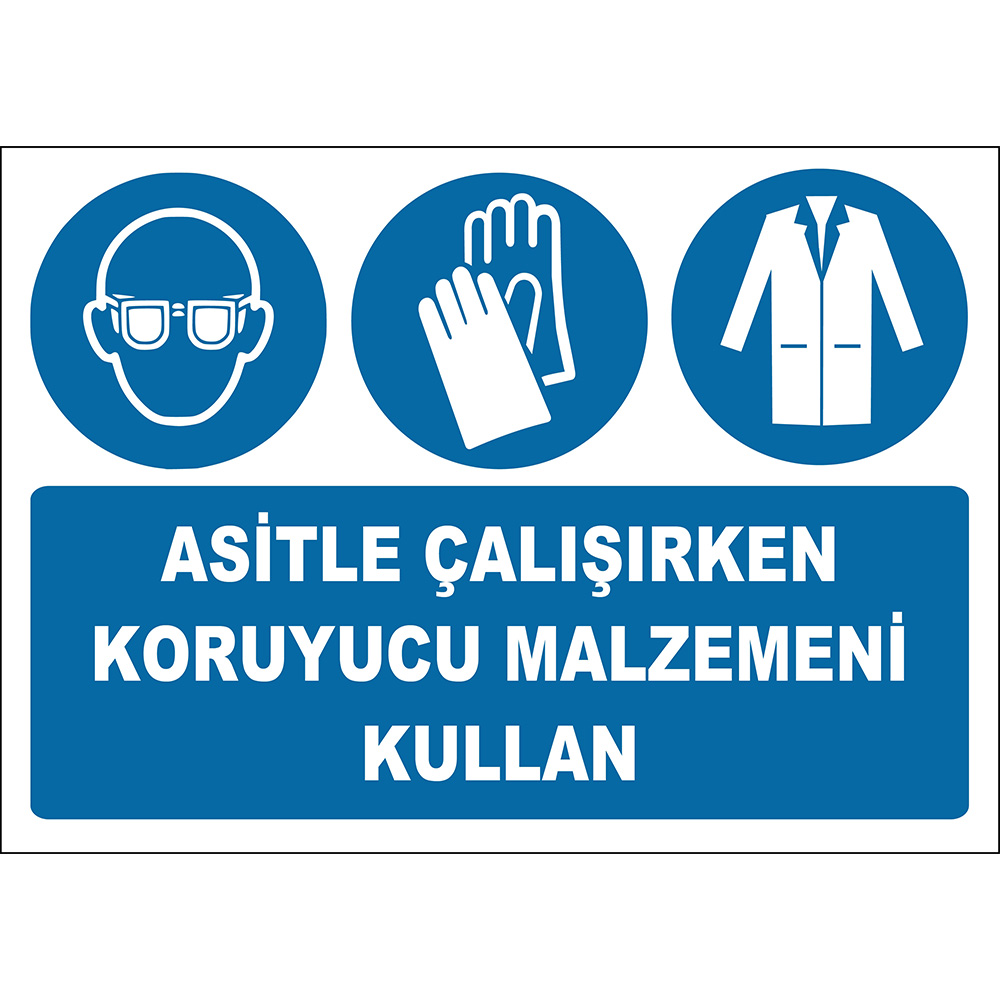 Use Your Protective Material When Working With Acid Protective Glasses Gloves Apron Sign Board Sign Sticker EF2042