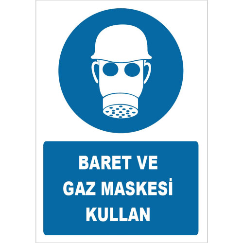 Use Hard Hat and Gas Mask Sign Board Sign Sticker ZY1454