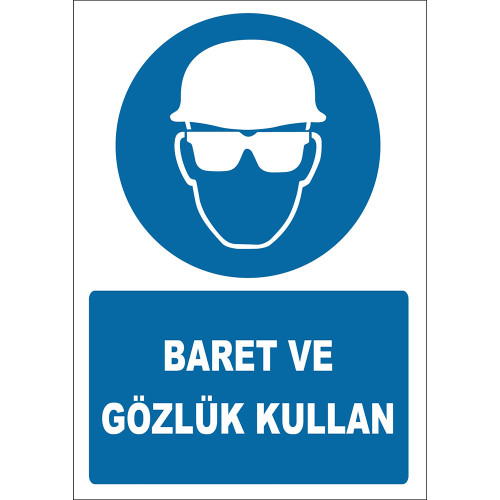 Wear Hard Hat and Glasses Sign Board Sign Label EF1453