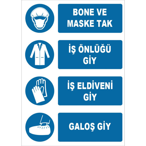 Wear a Hat and Mask Wear a Work Apron Wear Work Gloves Wear Galoshes Sign Board Sign Label ZY1490