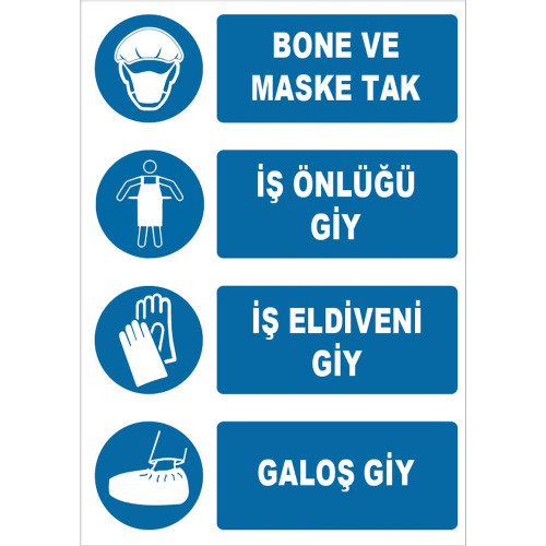 Wear a Hat and Mask Wear a Work Apron Wear Work Gloves Wear Galoshes Sign Board Sign Label ZY1491