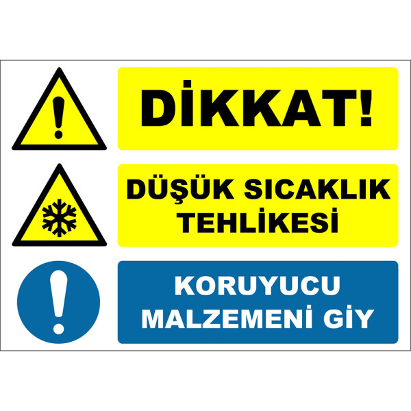 Attention Low Temperature Hazard Wear Your Protective Material Sign Board Sign Sticker ZY2022