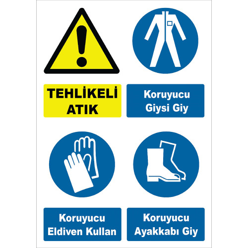 Attention Hazardous Waste Protective Clothing Gloves Wear Shoes Sign Board Sign Label YT7762