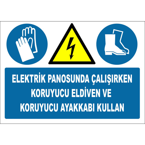 Use Protective Gloves and Protective Shoes When Working on the Electrical Panel Label Sign Board Sign ZY2257