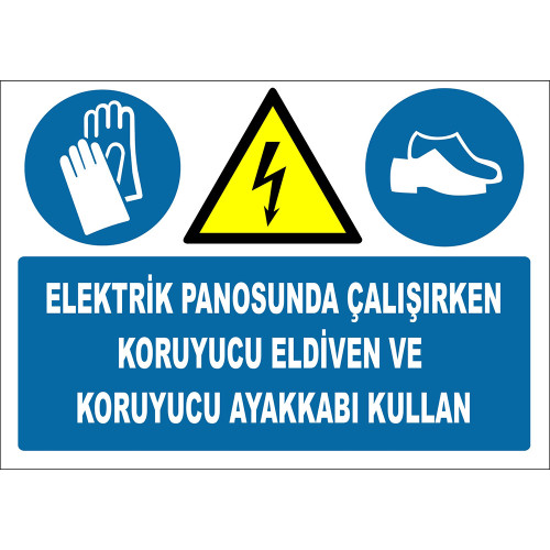 Use Protective Gloves and Protective Shoes When Working on the Electrical Panel Sign Board Sign Label ZY2258