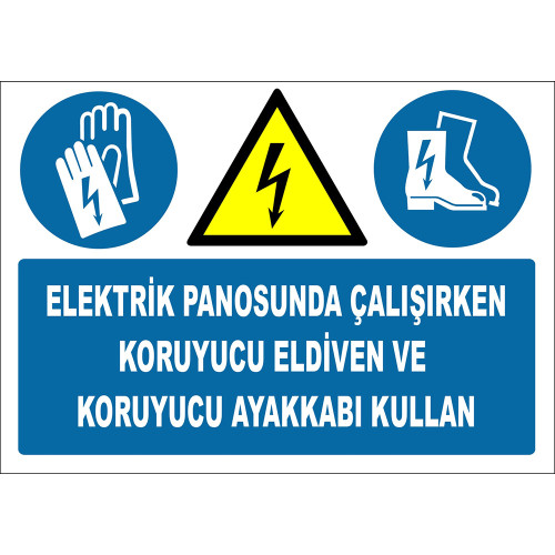 Use Protective Gloves and Protective Shoes When Working on the Electrical Panel Sign Board Sign Label Label ZY2271