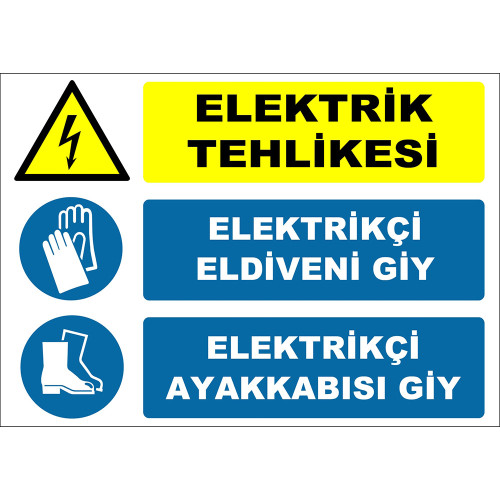 Electrical Hazard Wear Electrician Gloves Wear Electrician Shoes Sign Board Sign Sticker ZY2265