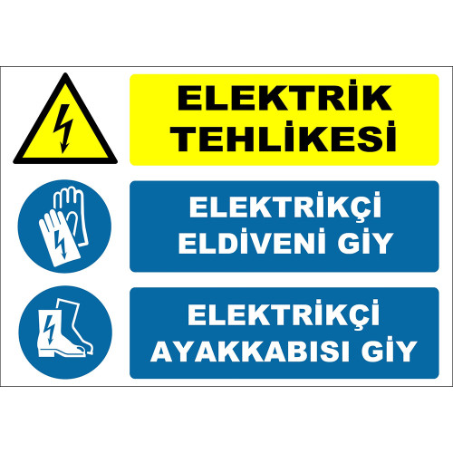 Electrical Hazard Wear Electrician Gloves Wear Electrician Shoes Sign Board Sign Label ZY2268