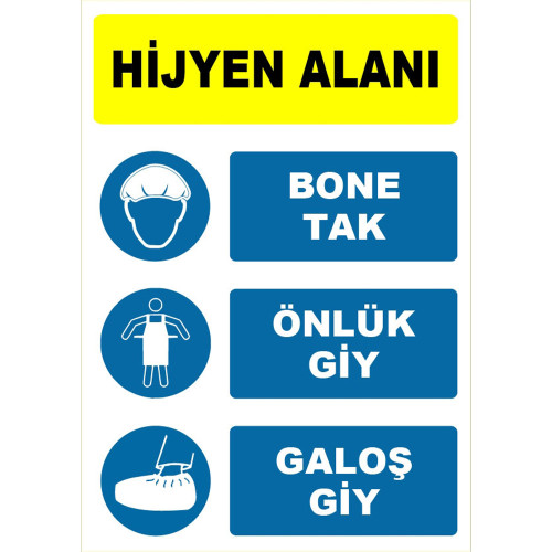 Hijyen Alanı Bone Tak Önlük Giy Galoş Giy İşareti Levhası Tabelası Etiketi EF1520