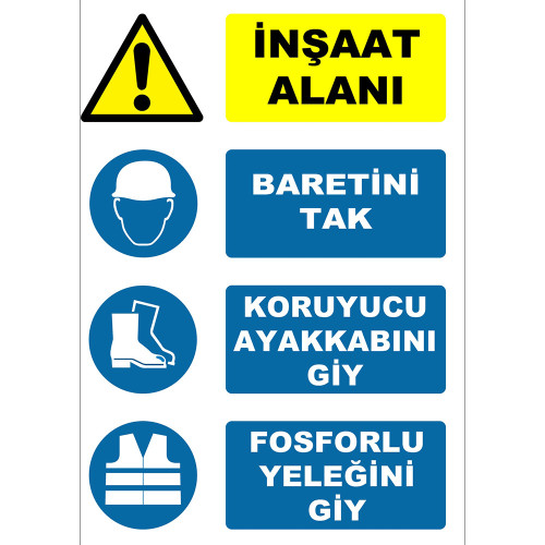 Construction Site Put on Your Hard Hat Wear Your Protective Shoes Wear Your Phosphorescent Vest Sign Board Sign Sticker AT1109