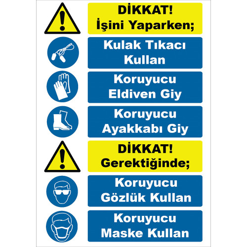 Earplugs While Doing Your Job Protective Gloves Shoes Protective Glasses Use Mask When Necessary Sign Board Sign Label YT7578