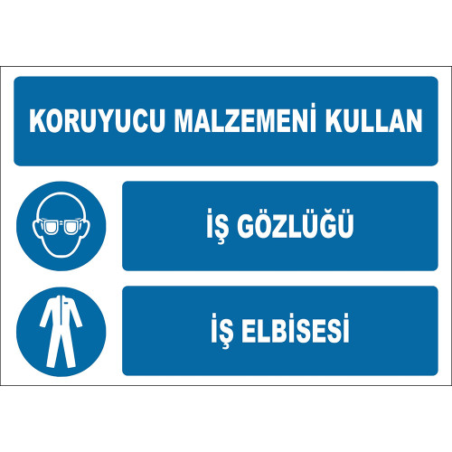 Koruyucu Malzemeni Kullan İş Gözlüğü İş Elbisesi İşareti Levhası Tabelası Etiketi EF1929