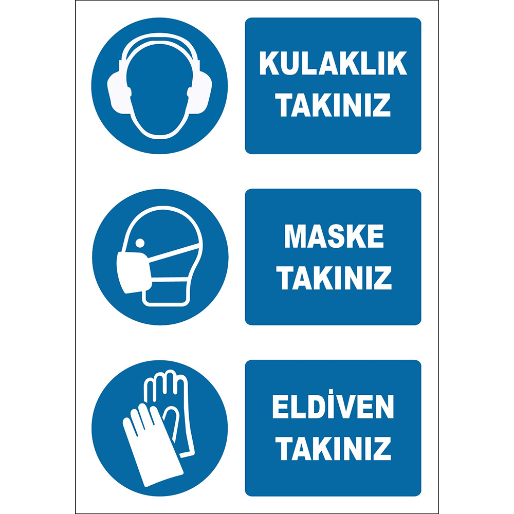 Wear Headphones, Wear a Mask, Wear Gloves, Sign Board, Sign Sticker EF1908