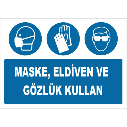 Mask Wear Gloves and Glasses Sign Board Sign Sticker ZY1546