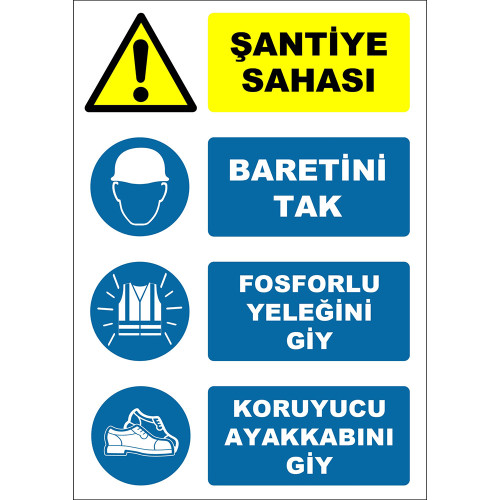 Construction Site Wear Your Hard Hat Wear Your Phosphorescent Vest Wear Your Protective Shoes Sign Board Sign Label EF1140