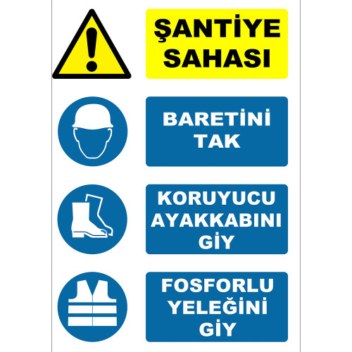 Construction Site Wear Your Hard Hat Wear Your Protective Shoes Wear Your Phosphorescent Vest Sign Board Sign Label AT1108