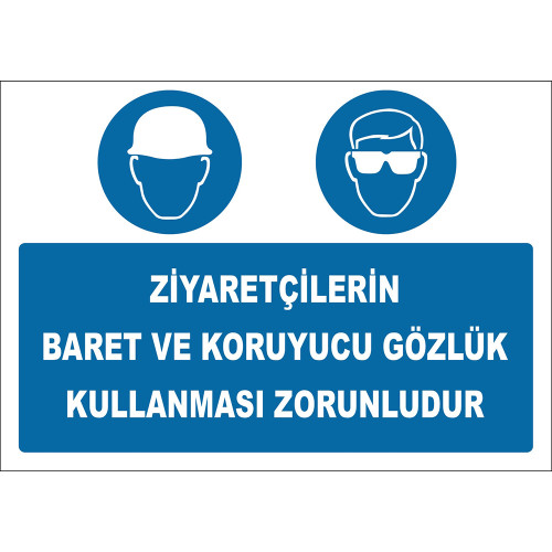 Visitors are Required to Wear Hard Hats and Protective Glasses Sign Board Sign Label ZY2757