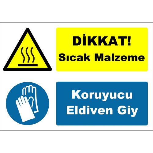 Attention Hot Material Wear Protective Gloves Sign Board Sign Label YT-7458