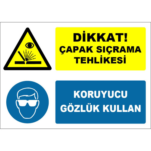 Attention Burr Splash Hazard Wear Protective Glasses Sign Board Sign Label EF1539