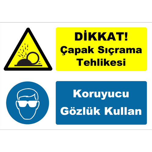 Attention Burr Splash Hazard Wear Protective Glasses Sign Board Sign Label YT7617