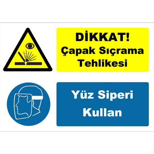 Attention Burr Splash Hazard Use Face Shield Sign Board Sign Label YT7611