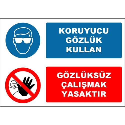 Wear Protective Glasses It Is Forbidden to Work Without Glasses Sign Board Sign Label EF1623