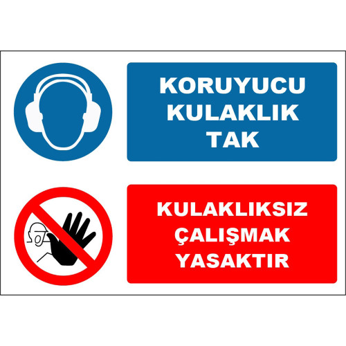 Wear Protective Headphones It Is Forbidden To Work Without Headphones Sign Board Signage Label EF1627