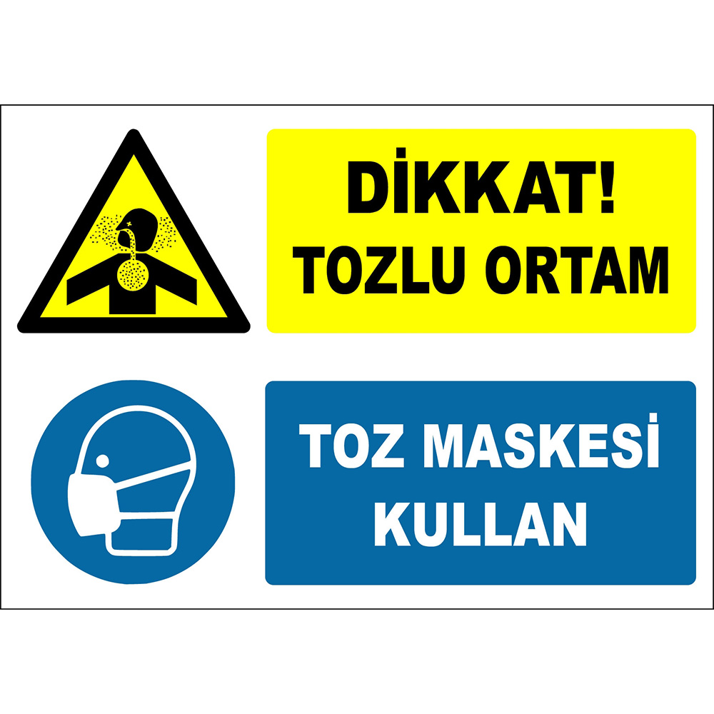 Dikkat Tozlu Ortam Toz Maskesi Kullan İşareti Levhası Tabelası Etiketi ZY2815